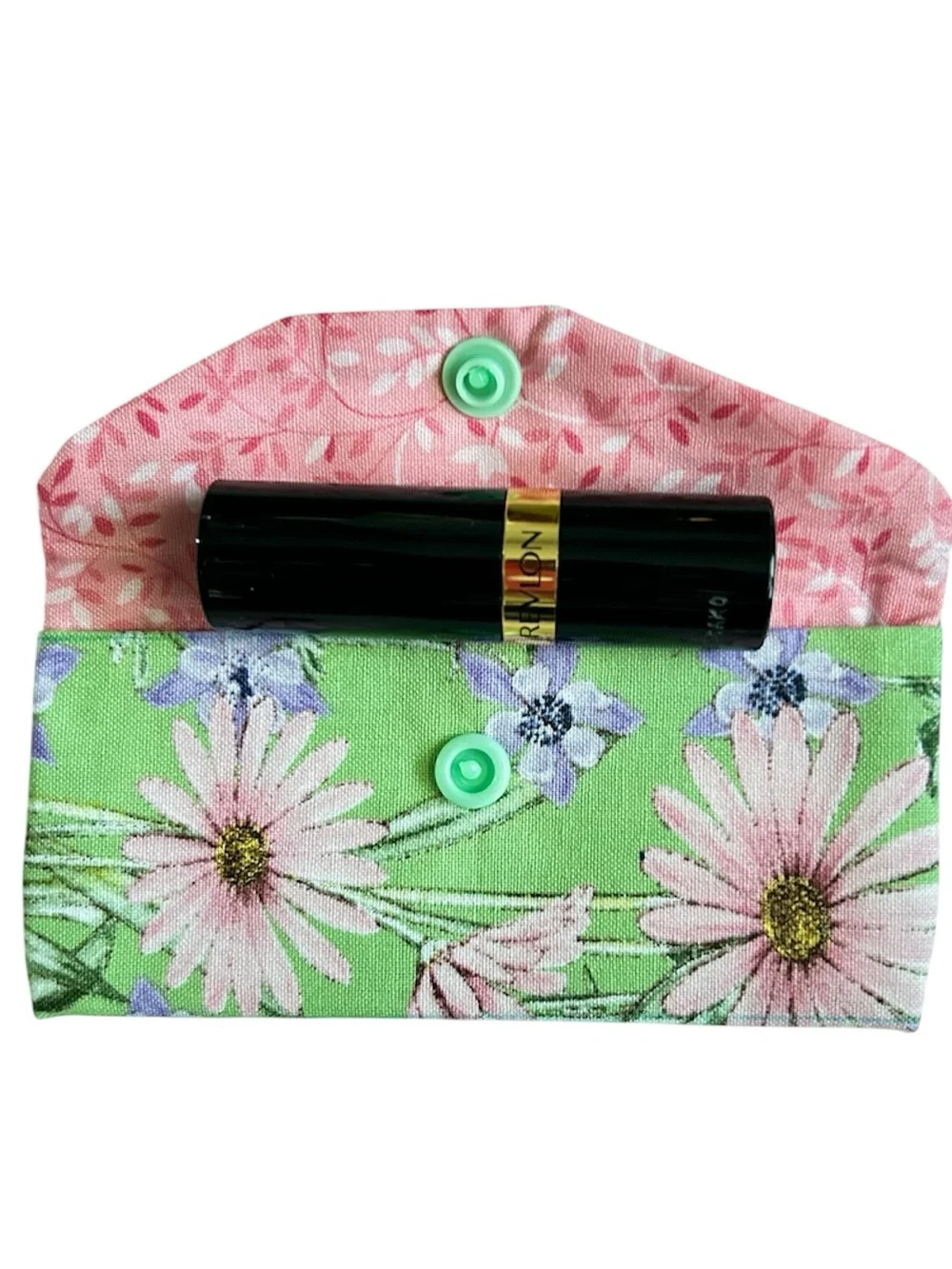 Hand Crafted Floral Lipstick /Lip Balm Cozy Pocket Holder Fabric 100% Cotton
